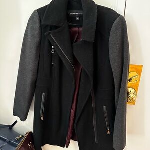 Black and Gray Wool Blend Coat